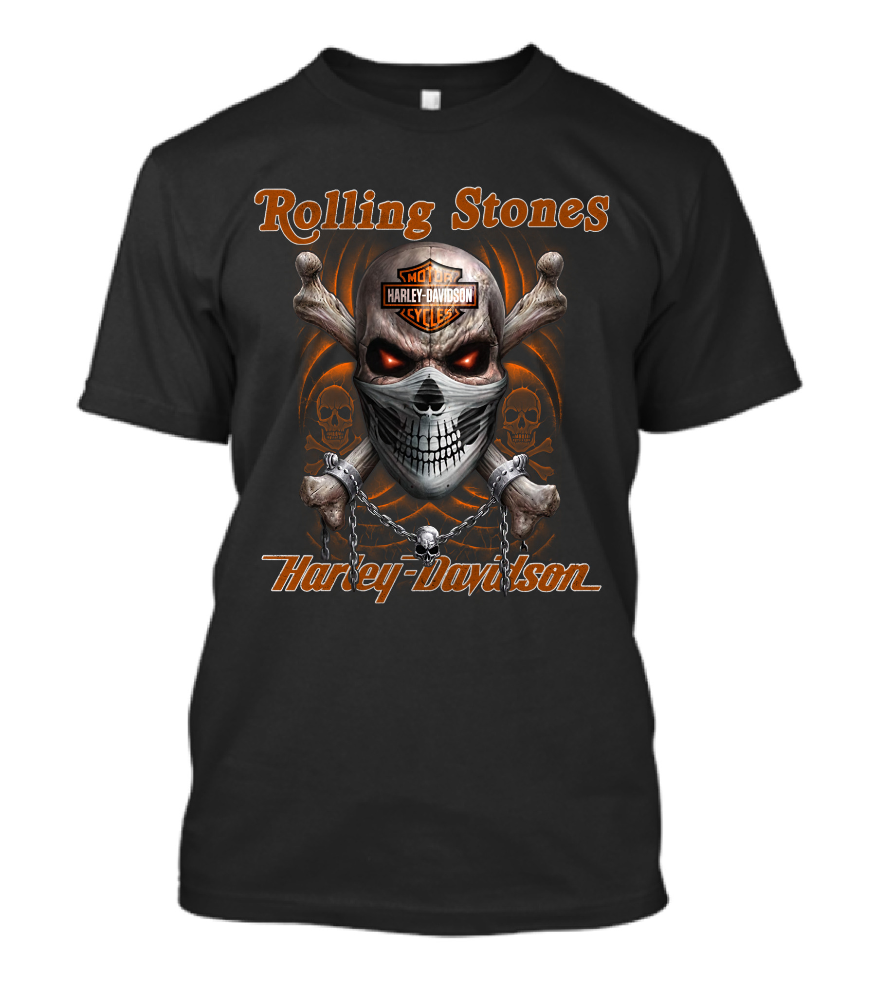 Rolling Stones Harley Davidson Motor Cycles Skull And Crossbones T-Shirt