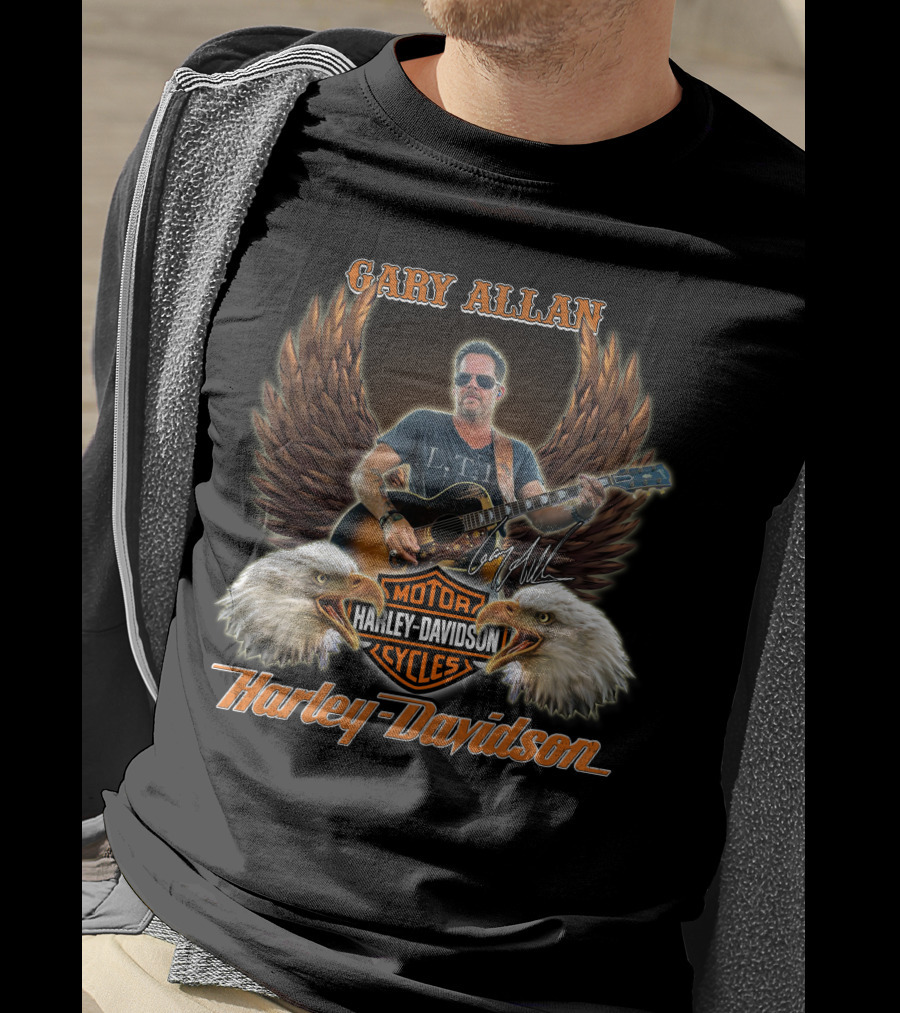 Gary Allan Harley Davidson Motor Cycles Vintage Eagles T-Shirt