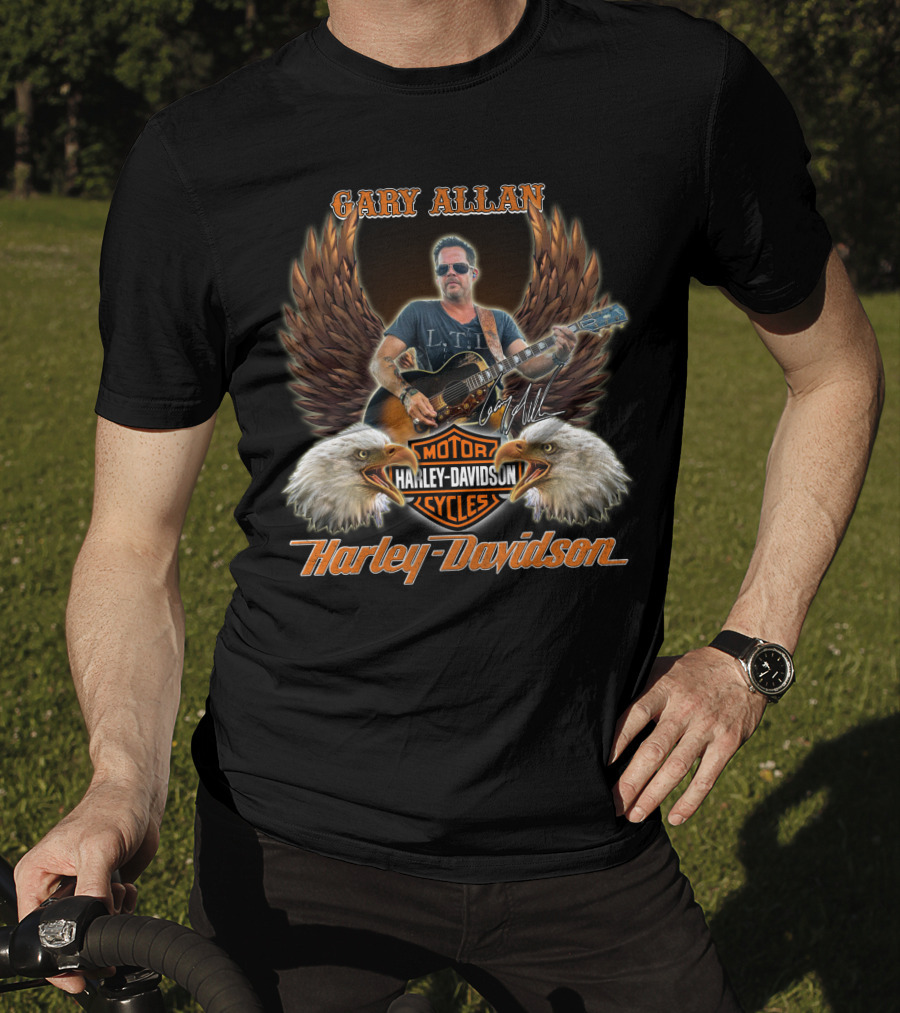 Gary Allan Harley Davidson Motor Cycles Vintage Eagles T-Shirt