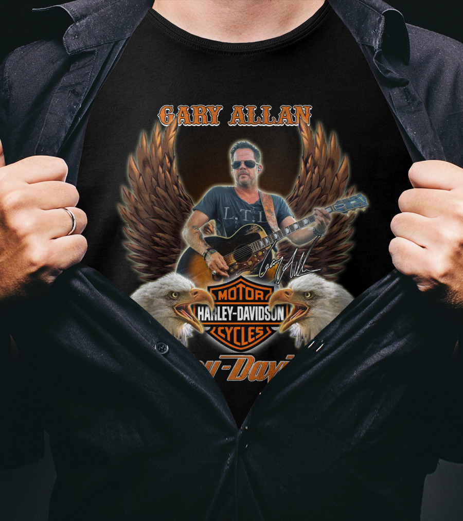 Gary Allan Harley Davidson Motor Cycles Vintage Eagles T-Shirt