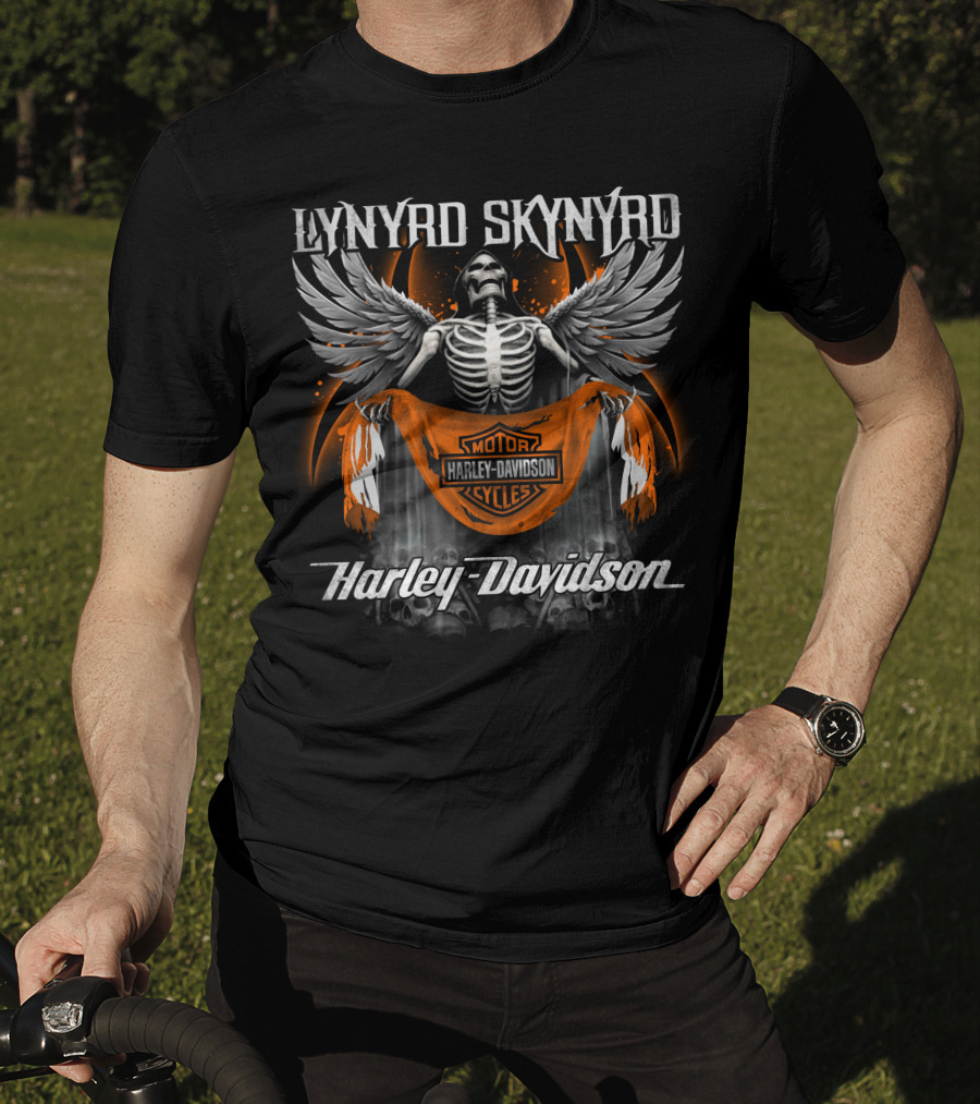 Lynyrd Skynyrd Harley Davidson Skeleton Wings Fusion T-Shirt