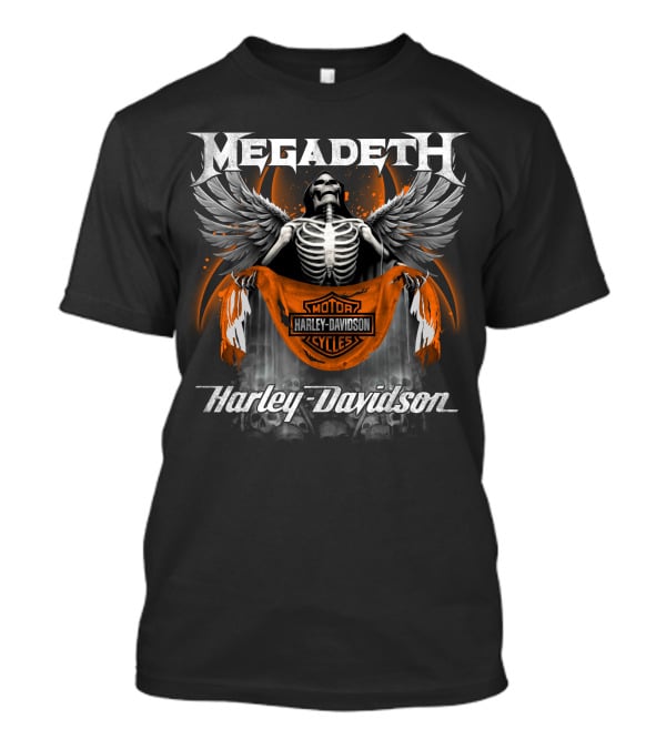 Megadeth Harley Davidson Motorcycles Skeleton Wings T-Shirt