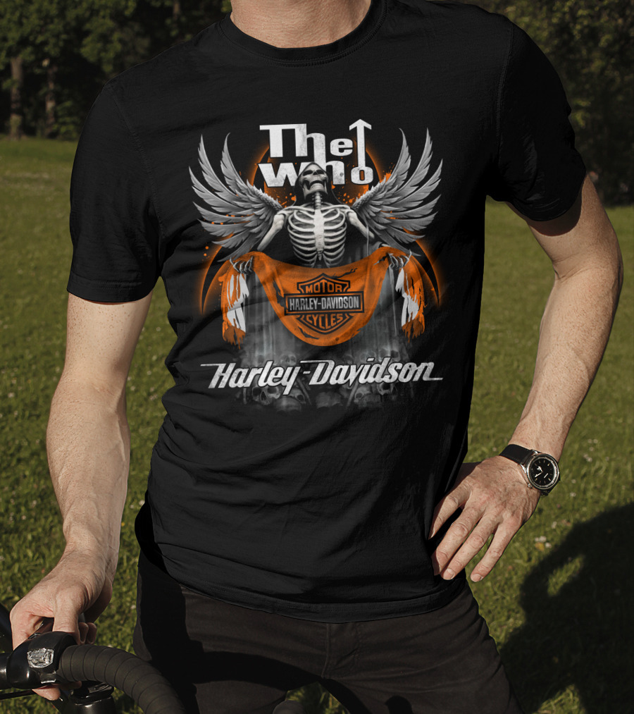 The Who Harley Davidson Motorcycles Wings Skeleton Banner T-Shirt