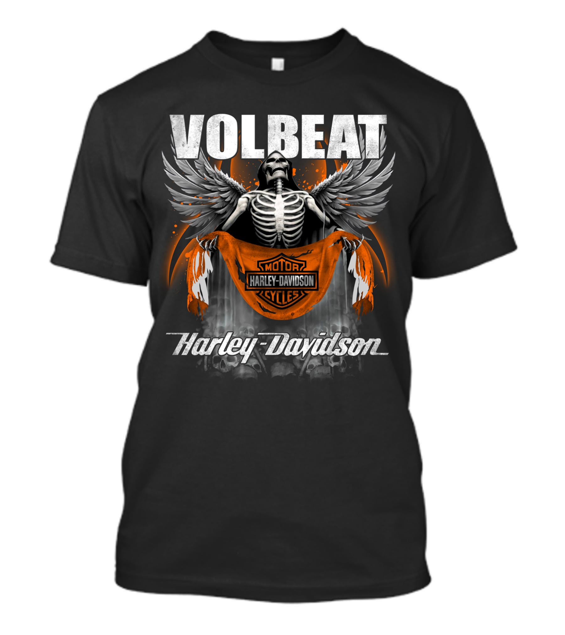 Volbeat Harley Davidson Motorcycle Skeleton Wings T-Shirt