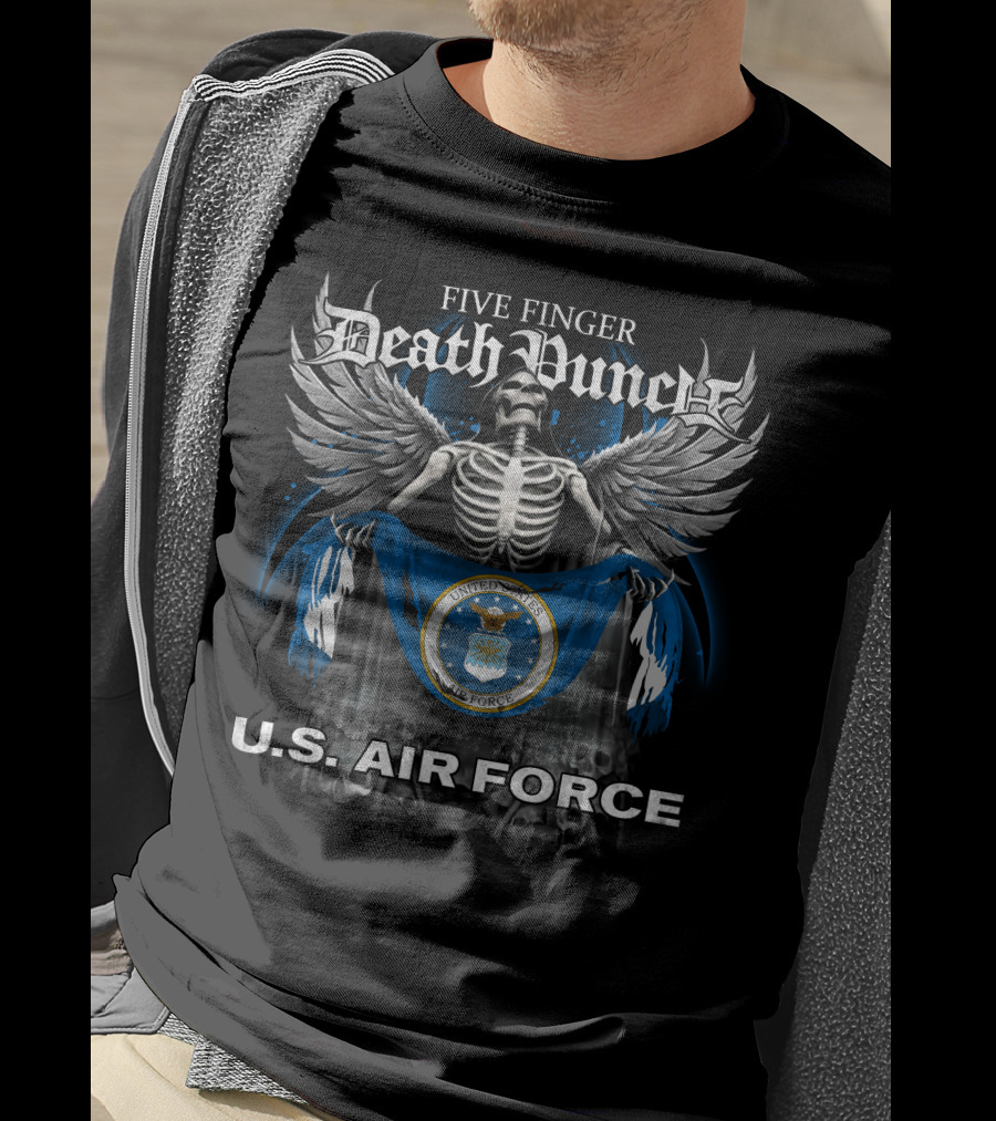 Five Finger Death Punch U.s. Air Force Skeleton Wings Flag T-Shirt