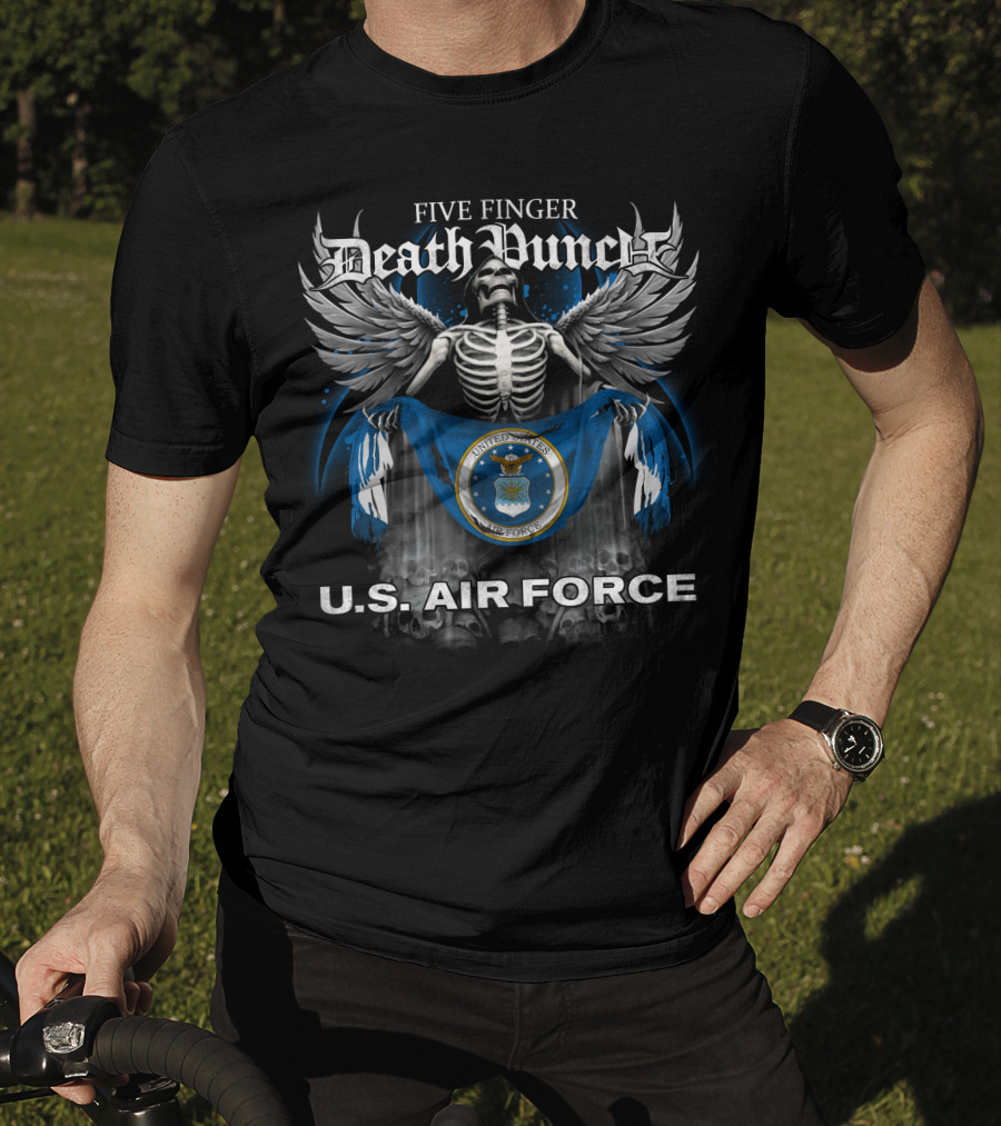 Five Finger Death Punch U.s. Air Force Skeleton Wings Flag T-Shirt
