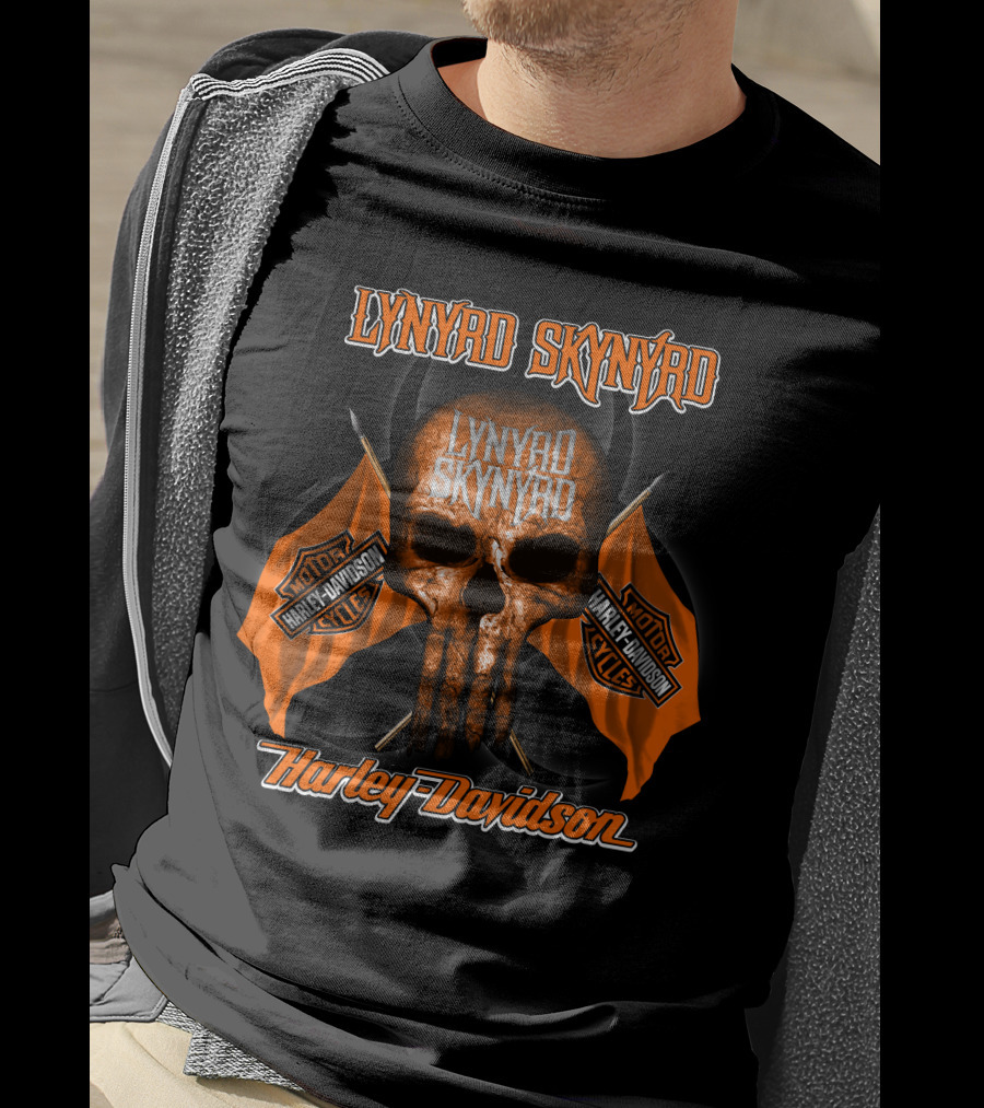 Lynyrd Skynyrd Harley Davidson Skull Motor Cycles T-Shirt