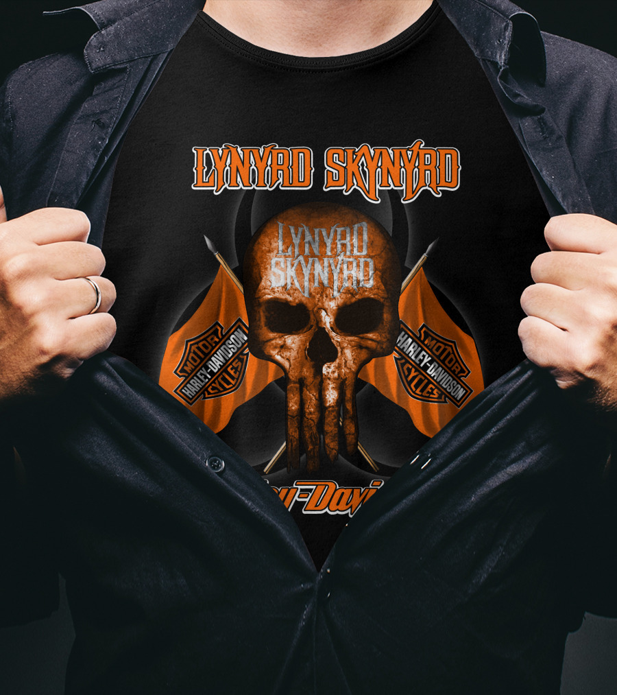 Lynyrd Skynyrd Harley Davidson Skull Motor Cycles T-Shirt