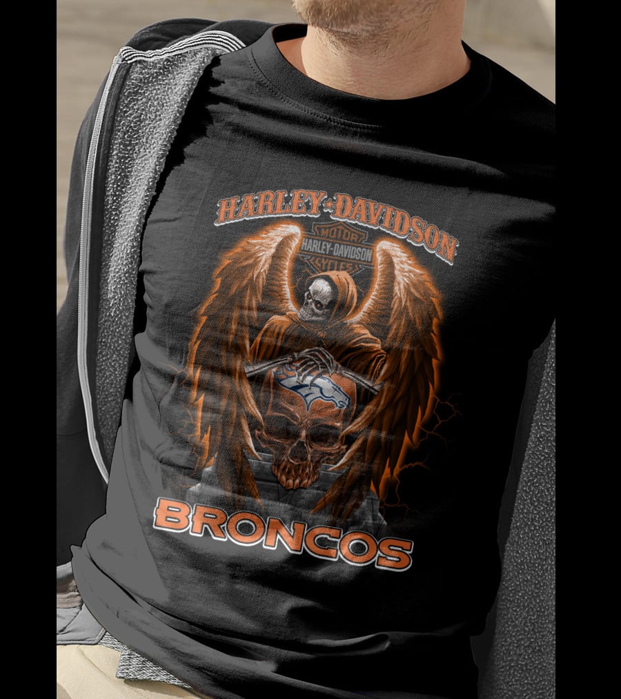 Harley Davidson Motorcycles Broncos Denver Nfl T-Shirt
