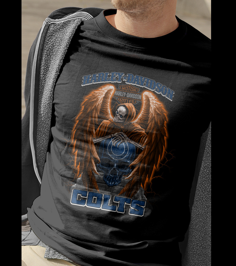 Harley Davidson Indianapolis Colts Nfl Grim Reaper Motorcycles T-Shirt