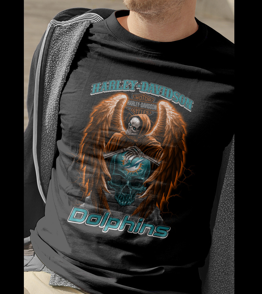 Harley Davidson Motor Styles Dolphins Miami Nfl T-Shirt