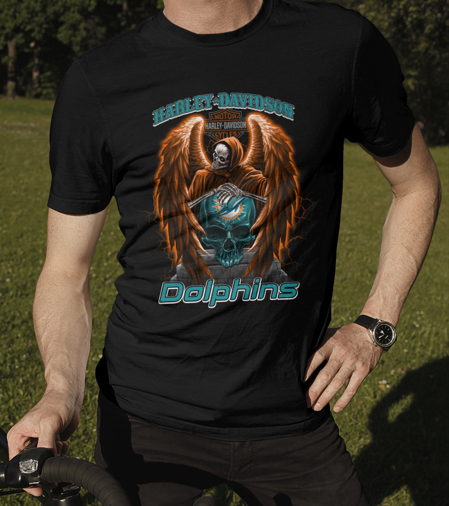 Harley Davidson Motor Styles Dolphins Miami Nfl T-Shirt