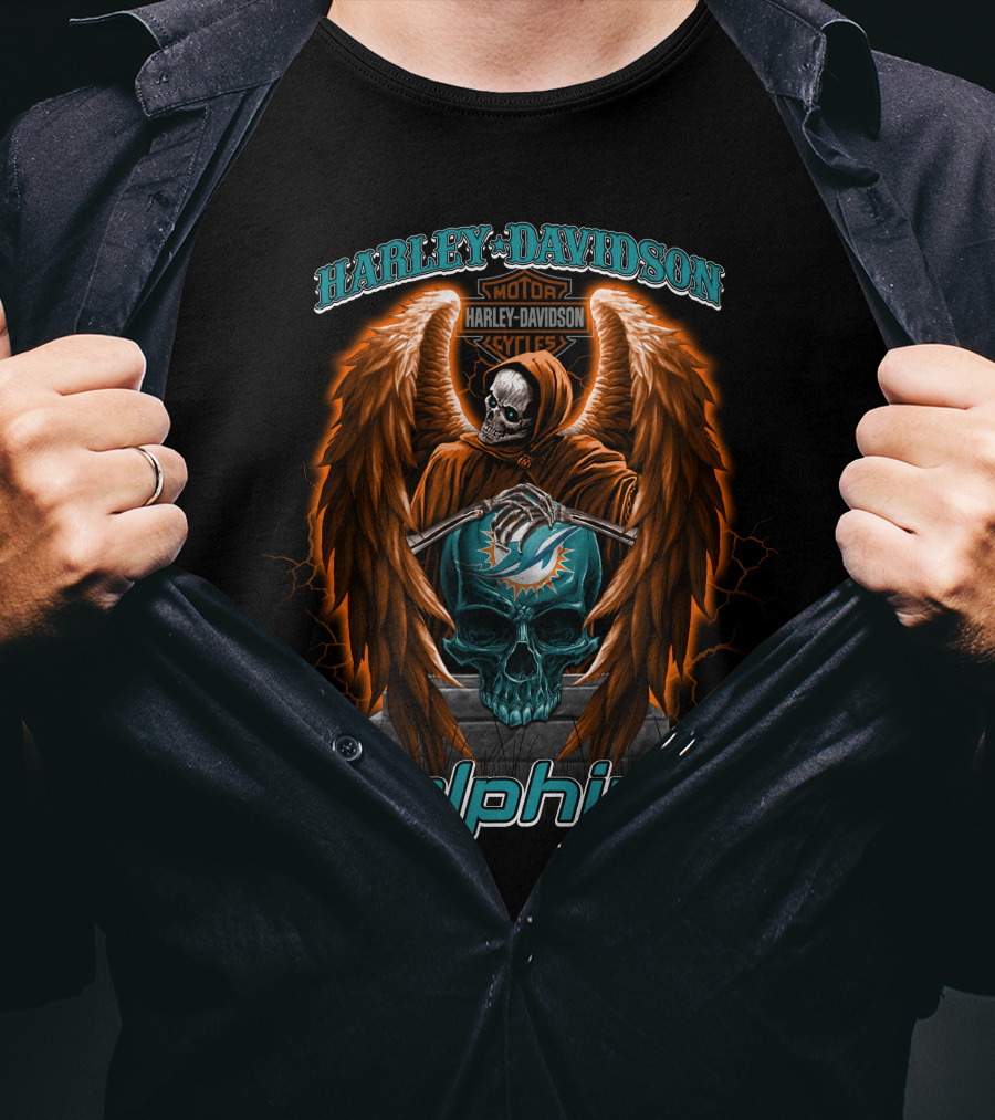 Harley Davidson Motor Styles Dolphins Miami Nfl T-Shirt
