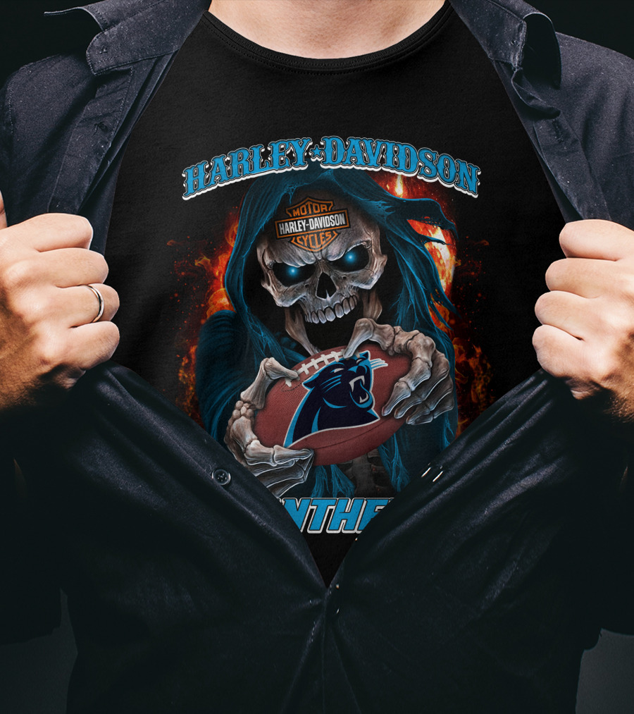 Harley Davidson Carolina Panthers Skull T-Shirt