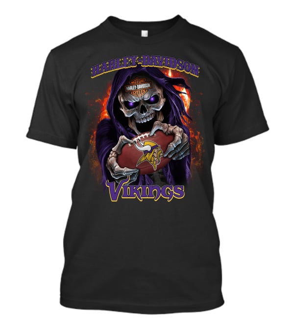 Harley Davidson Motor Skull Minnesota Vikings T-Shirt