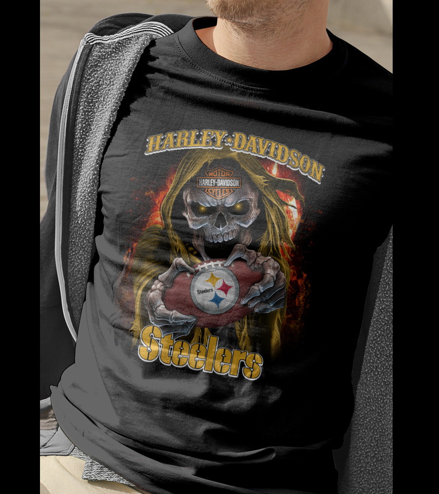 Harley Davidson Skull Steelers T-Shirt