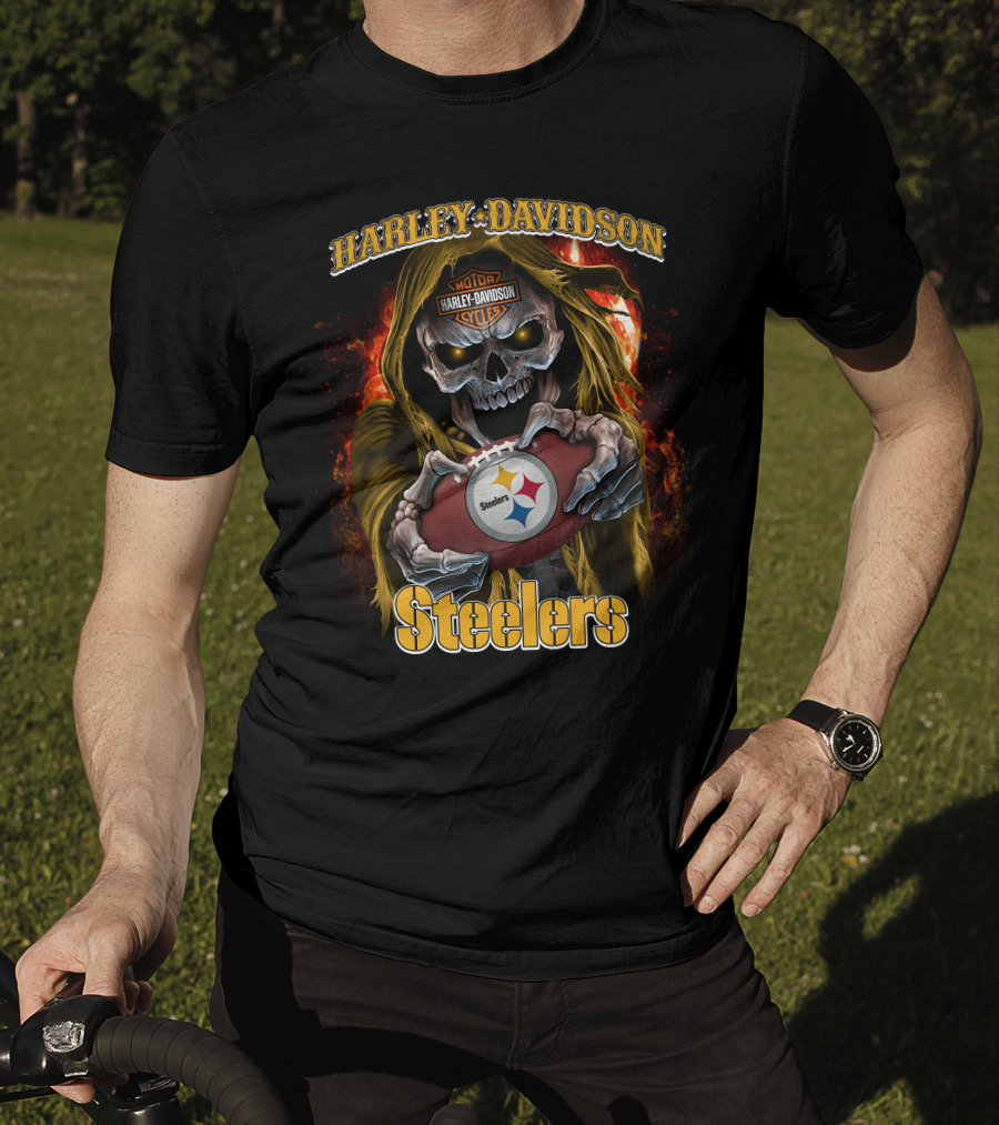 Harley Davidson Skull Steelers T-Shirt