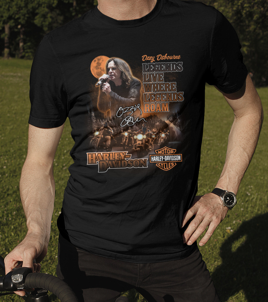 Ozzy Osbourne Legends Live Where Legends Roam Harley Davidson Motor Cycles T-Shirt