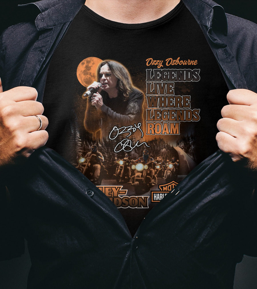 Ozzy Osbourne Legends Live Where Legends Roam Harley Davidson Motor Cycles T-Shirt