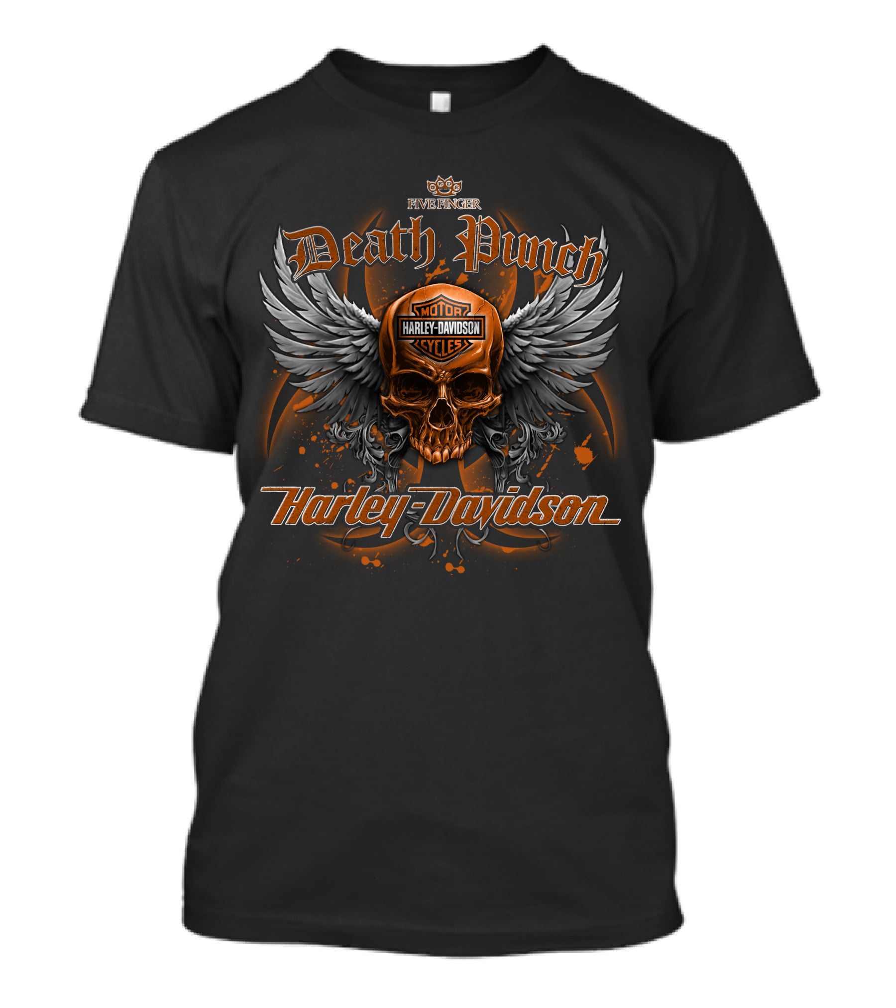 Five Finger Death Punch Harley Davidson Skull Wings Motorcycles T-Shirt