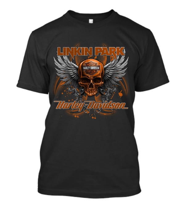 Linkin Park Harley Davidson Skull Wings Motorcycles T-Shirt