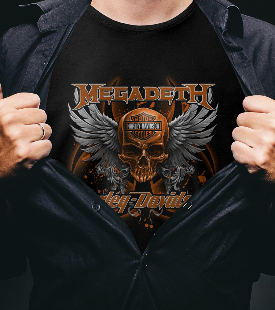 Megadeth Motor Harley Davidson Cycles Skull Wings T-Shirt