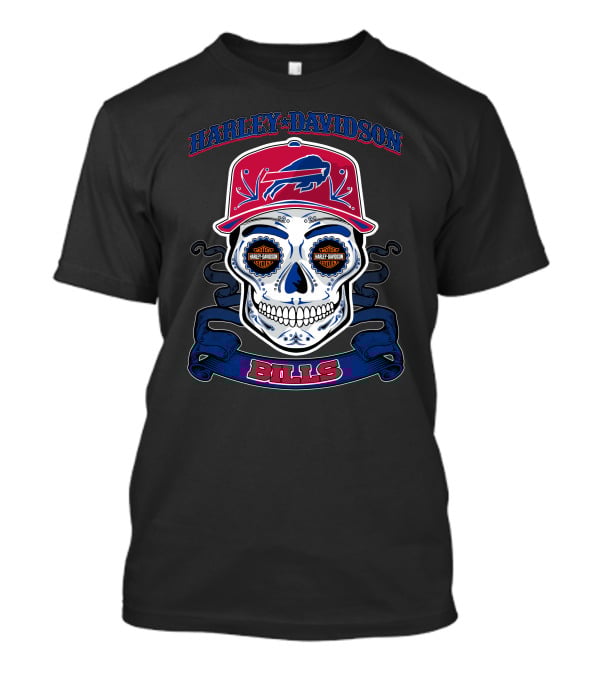 Harley Davidson Buffalo Bills Nfl Skull T-Shirt