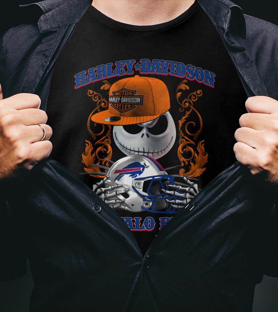 Harley Davidson Buffalo Bills Jack Skellington Nfl T-Shirt