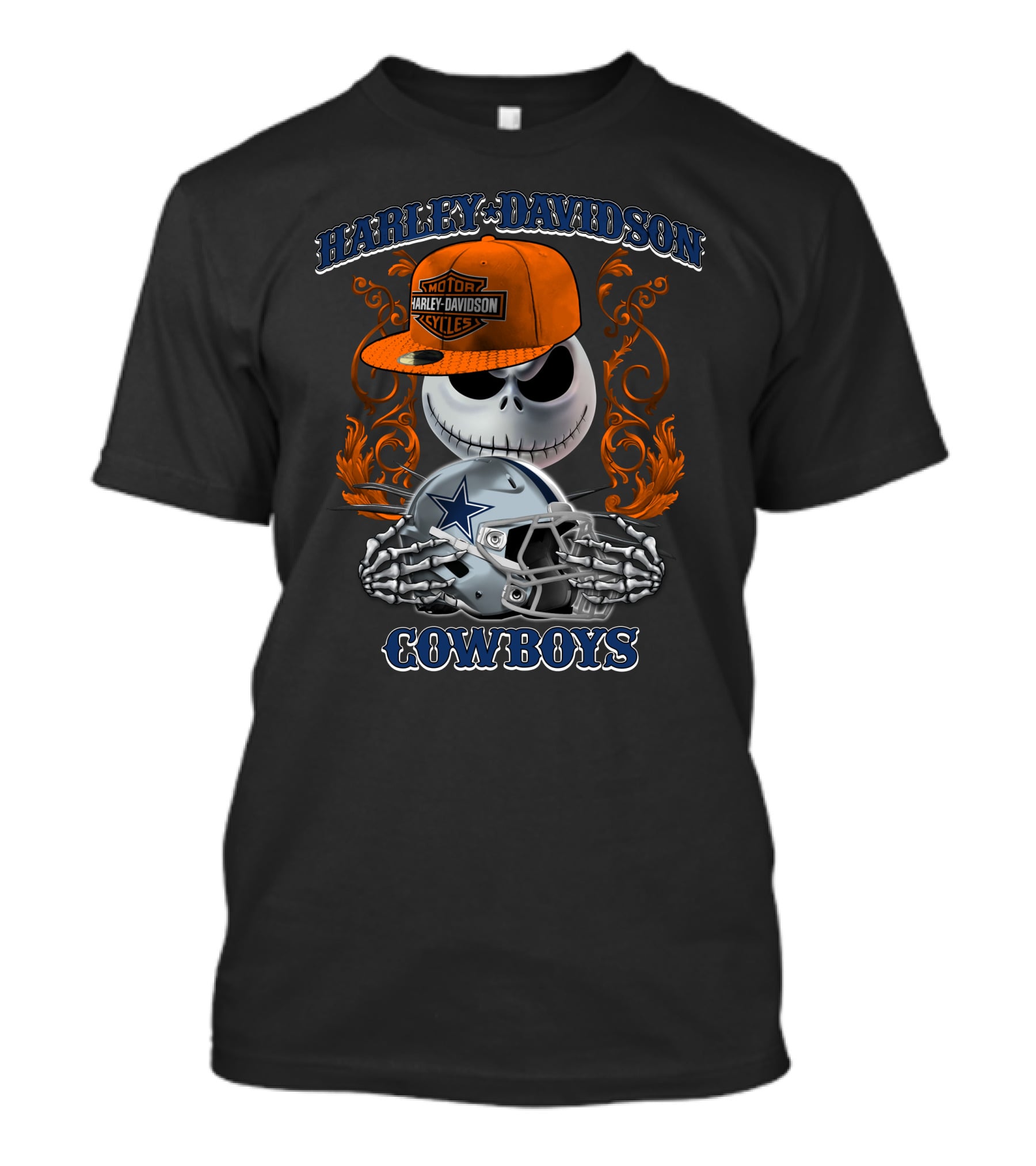 Harley Davidson Motor Jack Skellington Dallas Cowboys Skeleton T-Shirt