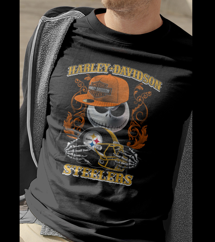 Harley Davidson Motor Cycles Steelers Jack Skellington T-Shirt