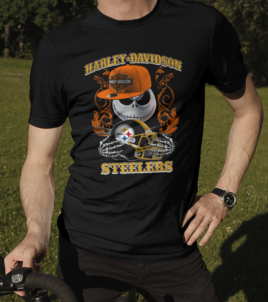 Harley Davidson Motor Cycles Steelers Jack Skellington T-Shirt