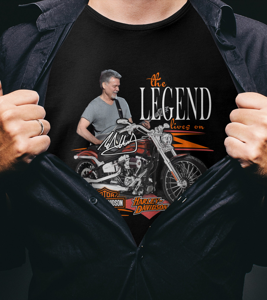 The Legend Lives On Eddie Van Halen Harley Davidson T-Shirt