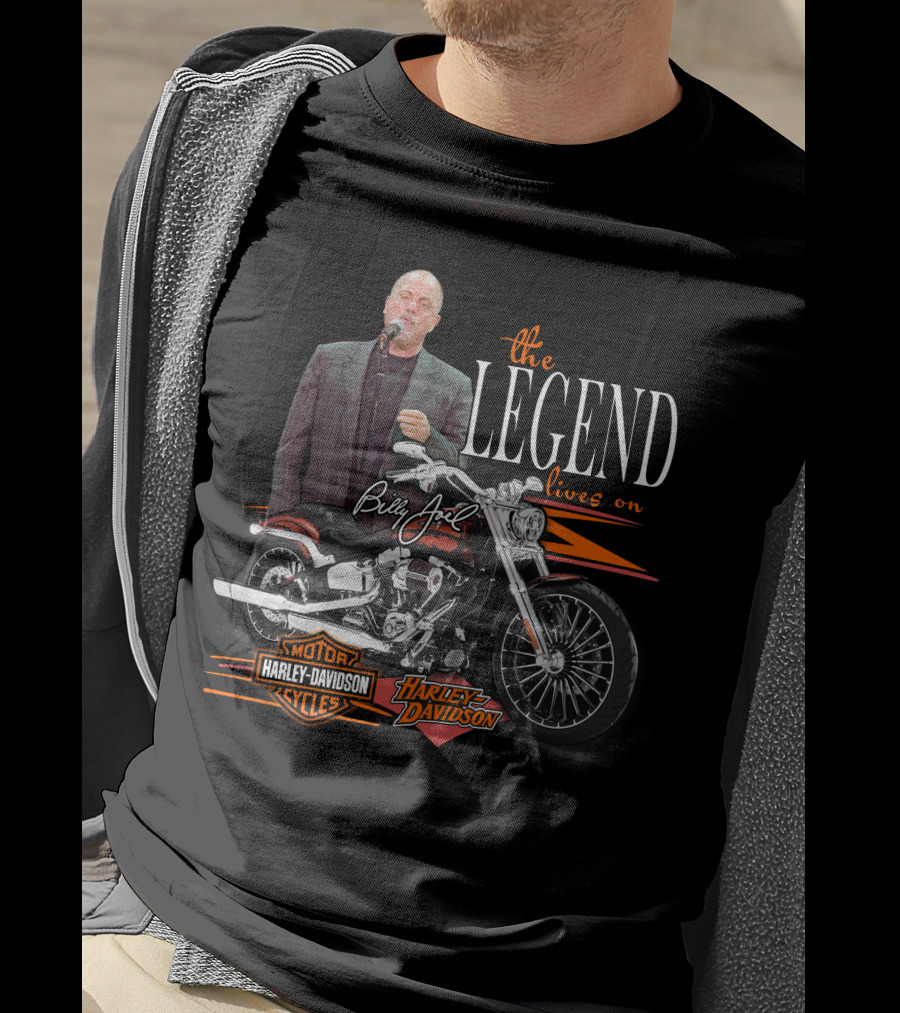 Billy Joel The Legend Lives On Harley Davidson Motorcycle T-Shirt