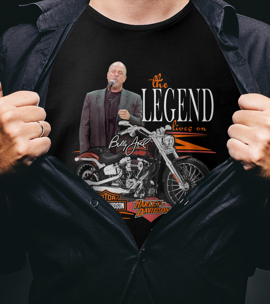 Billy Joel The Legend Lives On Harley Davidson Motorcycle T-Shirt