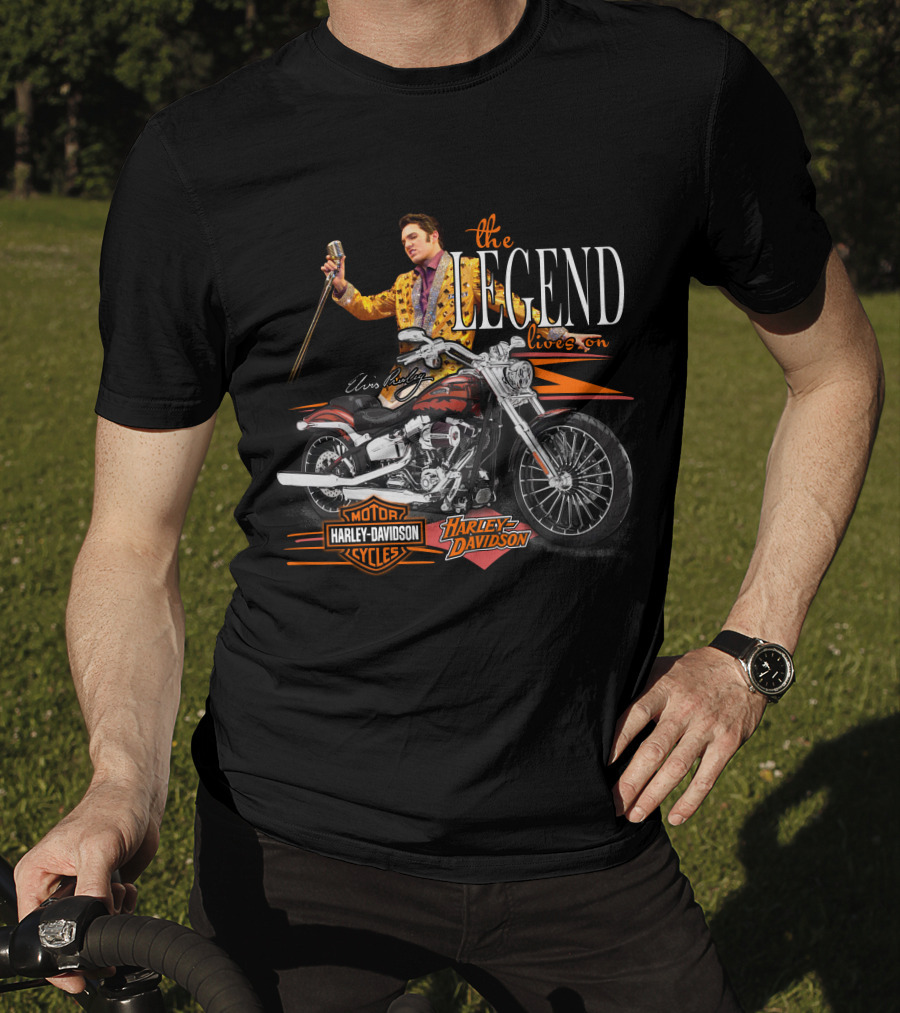 Elvis Presley The Legend Lives On Harley Davidson Motorcycle T-Shirt