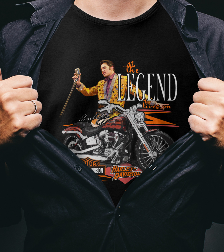Elvis Presley The Legend Lives On Harley Davidson Motorcycle T-Shirt