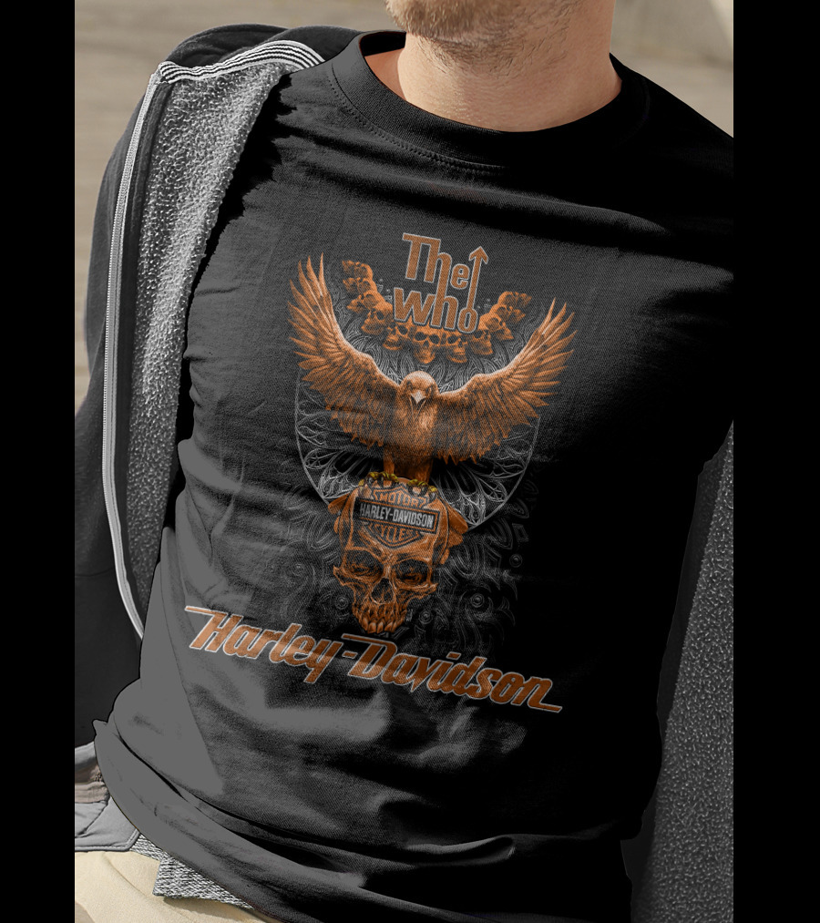 The Who Harley Davidson Motorcycles Eagle And Skull T-Shirt