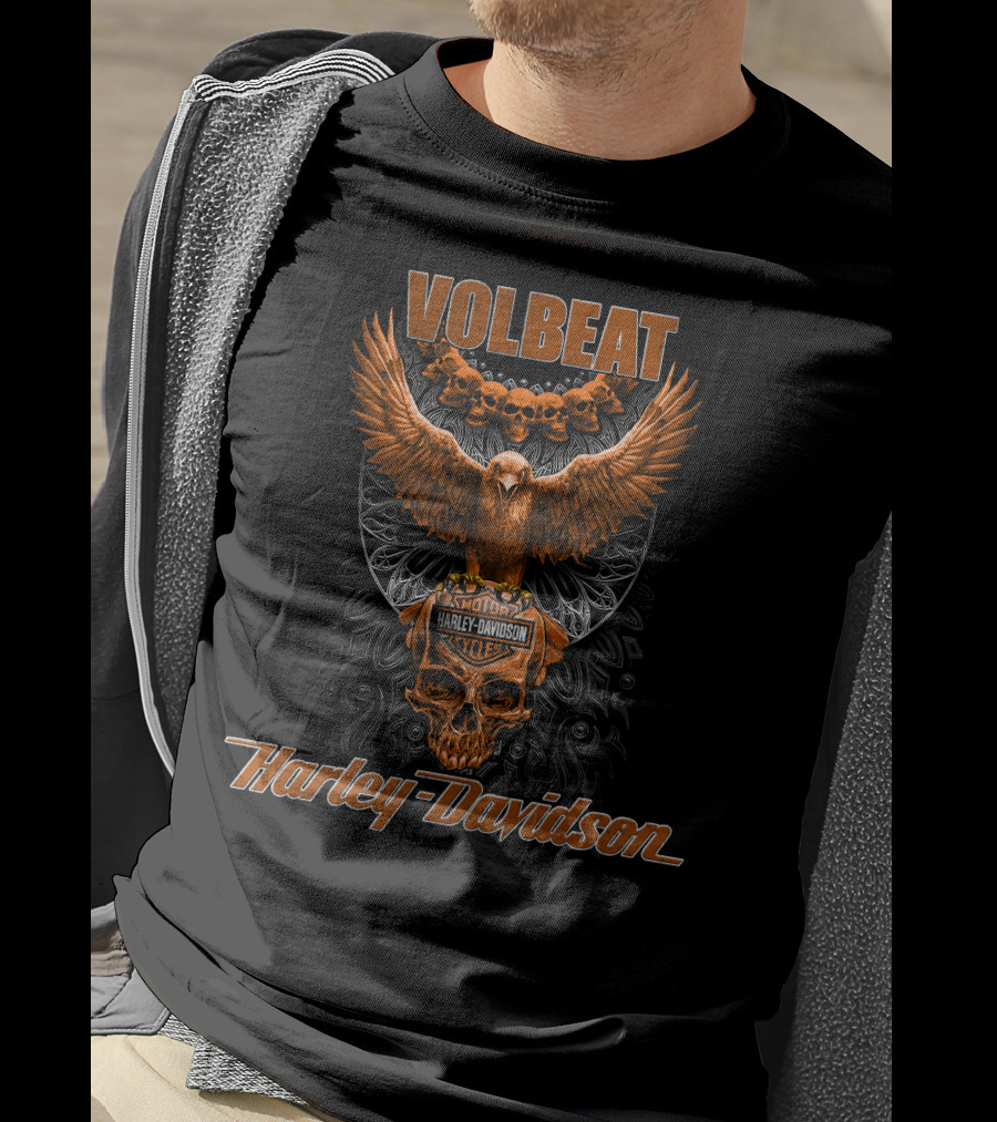 Volbeat Harley Davidson Eagle And Skulls T-Shirt