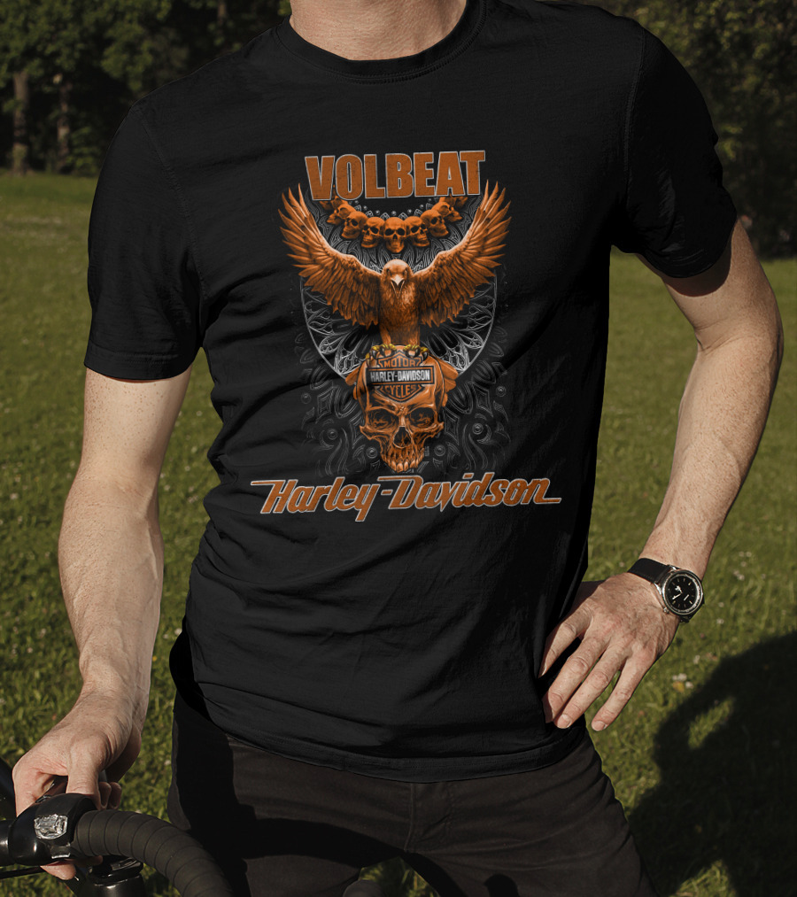 Volbeat Harley Davidson Eagle And Skulls T-Shirt