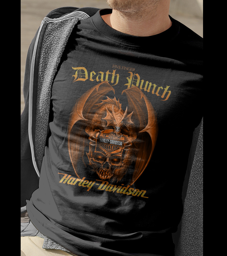 Five Finger Death Punch Harley Davidson Dragon Skull T-Shirt