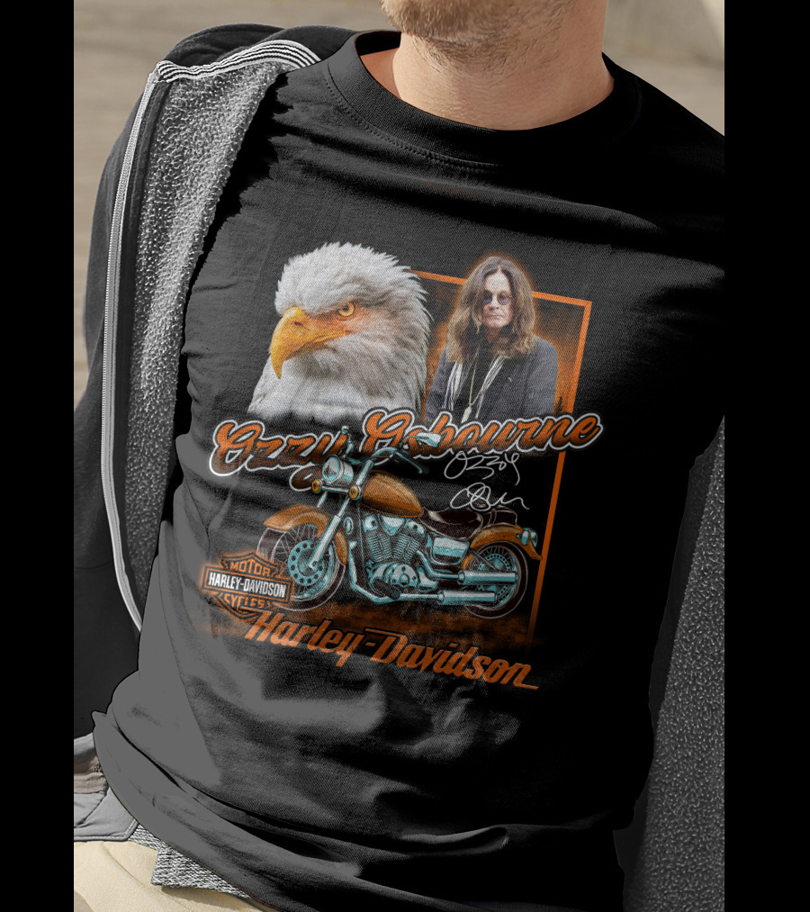 Ozzy Osbourne Harley Davidson Motorcycles Eagle And Motorcycle T-Shirt