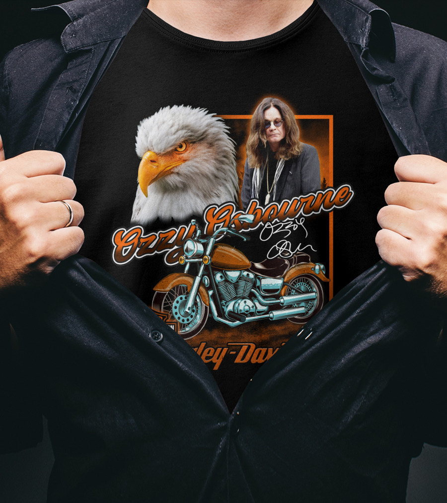 Ozzy Osbourne Harley Davidson Motorcycles Eagle And Motorcycle T-Shirt