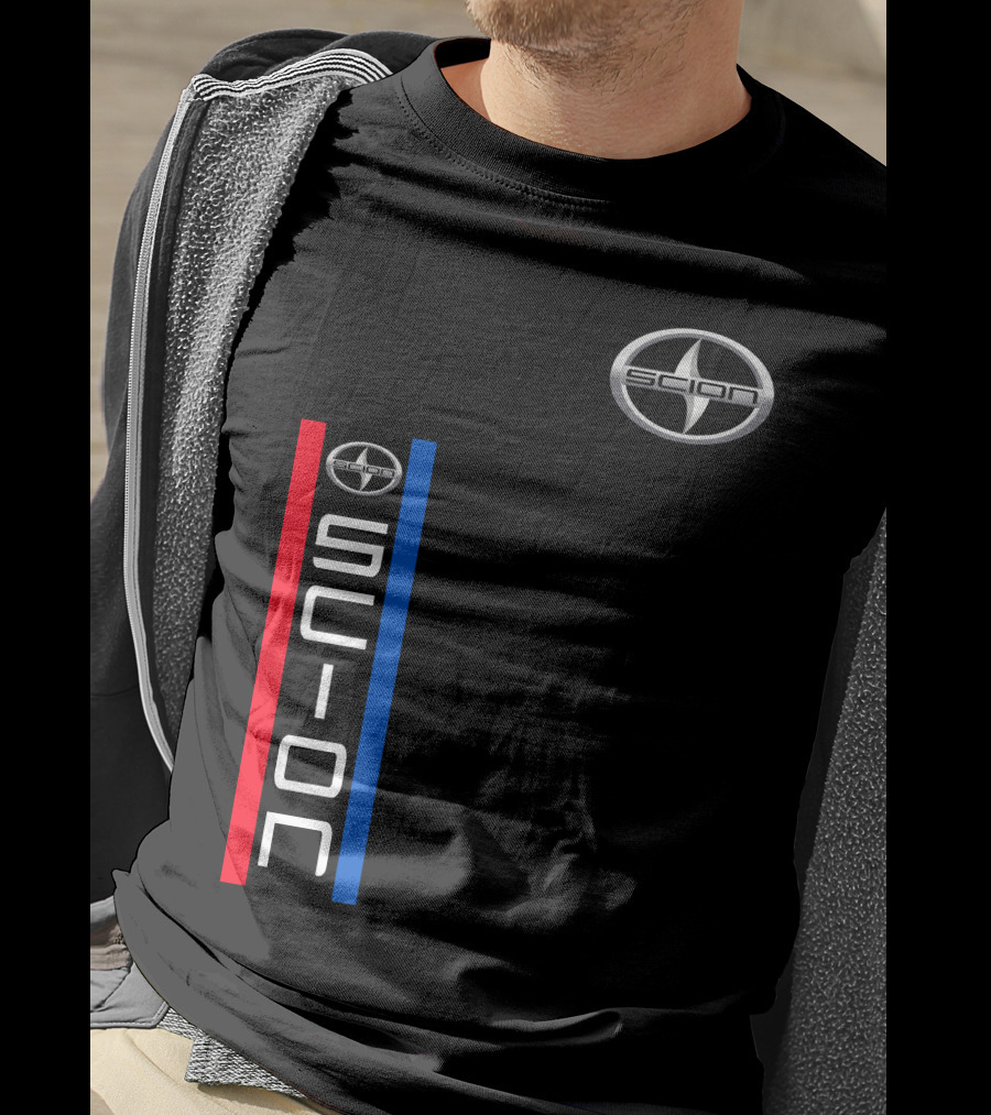 Scion Logo Vertical Red Blue Stripe T-Shirt