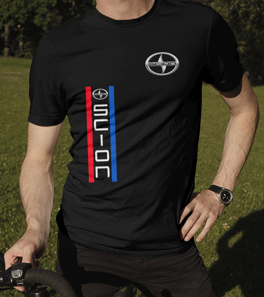 Scion Logo Vertical Red Blue Stripe T-Shirt