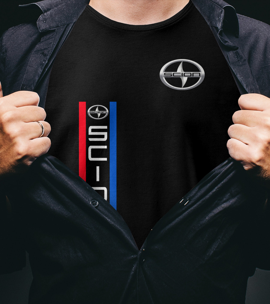 Scion Logo Vertical Red Blue Stripe T-Shirt
