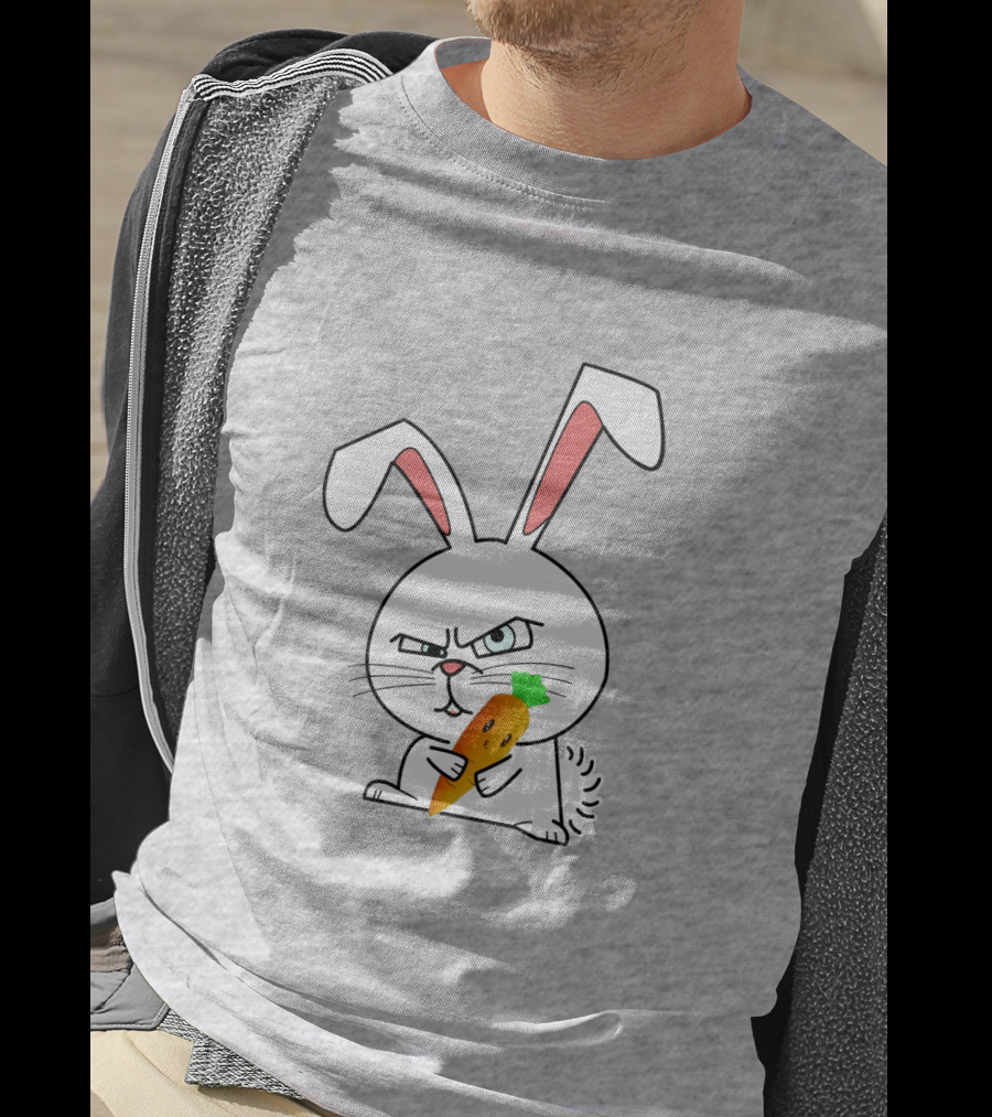Rabbit Cool Angry Bunny Holding Carrot T-Shirt
