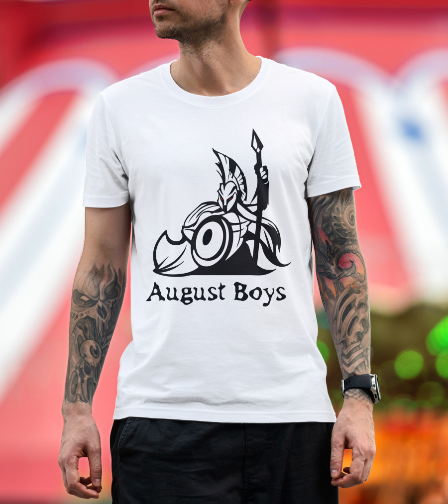 August Boys Warrior Spartan Shield Spear T-Shirt