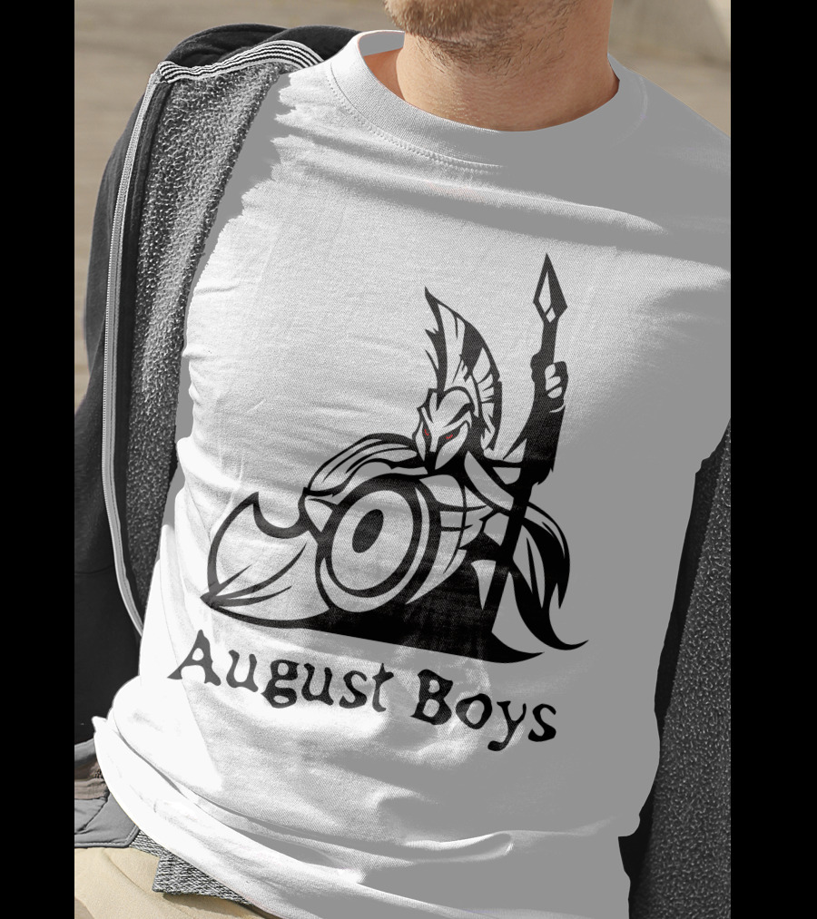 August Boys Warrior Spartan Shield Spear T-Shirt