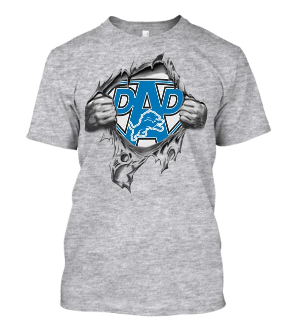 Super Dad Detroit Lions Logo Torn Fabric T-Shirt