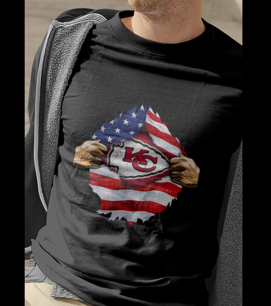 Kansas City Chiefs American Flag Emblem T-Shirt